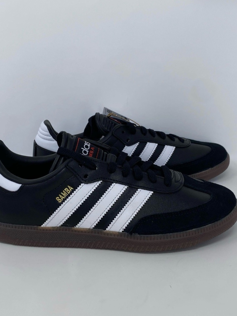 adidas Samba Men's Black White Leather Sneakers with Gum Sole